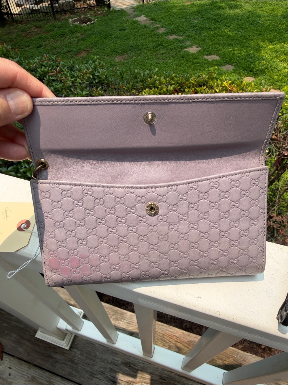 Gucci RARE Vintage LILAC Embossed GG Leather Wallet Clutch - Picture 9 of 17
